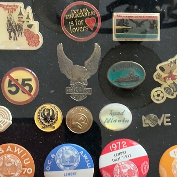 Vintage Pin Collection in Wooden Frame - Picture 9 of 10